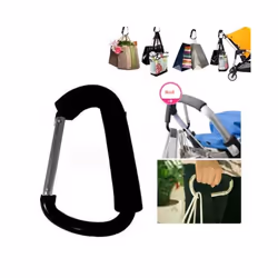 Large Carabiner Stroller Hooks Organizer Aluminum D Ring Spring Snap Keychain Clip Carry Handle for Hanging Purses Shopping - green