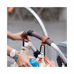 1PC PU Leather Baby Bag Stroller Hook Rotatable Cart Organizer Metal Pram Hook Pram Rotate 360 Degree Stroller Accessories - Coffee