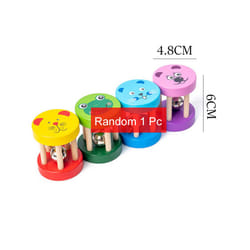 Children Musical Instrument Toys Mini Wooden Baby Stroller Accessories Clapping Board Log Color Bell Sand Hammer Sound TMZ - 1Pc Animal bell