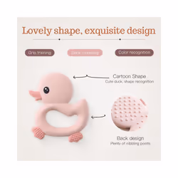 Baby Teether Food Grade Silicone Teethers Cartoon Animals Duck DIY Nursing Teething Pacifier Clip Baby Toy Teething Accessories - duck 3