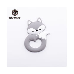 Baby Teether Food Grade Silicone Teethers Cartoon Animals Duck DIY Nursing Teething Pacifier Clip Baby Toy Teething Accessories - Gray