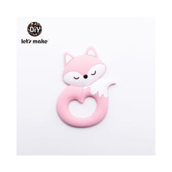 Baby Teether Food Grade Silicone Teethers Cartoon Animals Duck DIY Nursing Teething Pacifier Clip Baby Toy Teething Accessories - Pink