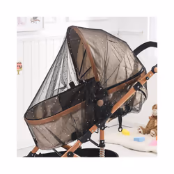 Universal Pram Net Baby Sunshades Mosquito Net Buggys Insect Net Fly Net Protection Cover for Stroller Pushchair - Black Star