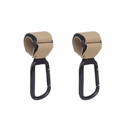 Carabiner Stroller Hooks Pushchair Hook Mommy-Bag Hanging Hook Bike Accessory - 2pcs khaki