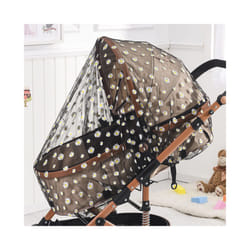 Universal Pram Net Baby Sunshades Mosquito Net Buggys Insect Net Fly Net Protection Cover for Stroller Pushchair - Black Daisy