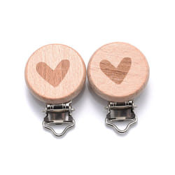 5Pcs/Lot New Arrival Lovely Wooden Pacifier Clip Natural Beech Wood Accessories for Baby Handmade Dummy Clips Pacifier Chain - O