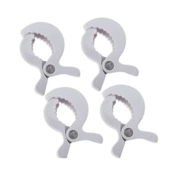 Baby Colorful Car Seat Accessories Plastic Pushchair Toy Clip Pram Stroller Peg To Hook Cover Blanket Mosquito Net Clips - White 4 psc