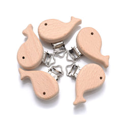 5Pcs/Lot New Arrival Lovely Wooden Pacifier Clip Natural Beech Wood Accessories for Baby Handmade Dummy Clips Pacifier Chain - AA