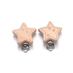5Pcs/Lot New Arrival Lovely Wooden Pacifier Clip Natural Beech Wood Accessories for Baby Handmade Dummy Clips Pacifier Chain - V