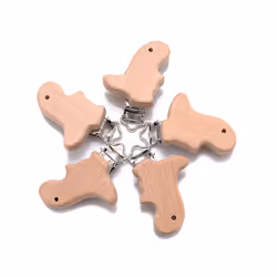 5Pcs/Lot New Arrival Lovely Wooden Pacifier Clip Natural Beech Wood Accessories for Baby Handmade Dummy Clips Pacifier Chain  ...