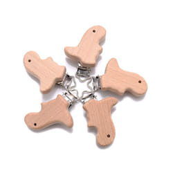 5Pcs/Lot New Arrival Lovely Wooden Pacifier Clip Natural Beech Wood Accessories for Baby Handmade Dummy Clips Pacifier Chain - Z