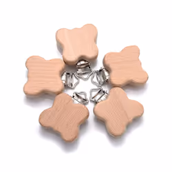 5Pcs/Lot New Arrival Lovely Wooden Pacifier Clip Natural Beech Wood Accessories for Baby Handmade Dummy Clips Pacifier Chain  ...