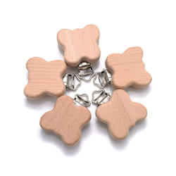 5Pcs/Lot New Arrival Lovely Wooden Pacifier Clip Natural Beech Wood Accessories for Baby Handmade Dummy Clips Pacifier Chain - CC