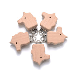 5Pcs/Lot New Arrival Lovely Wooden Pacifier Clip Natural Beech Wood Accessories for Baby Handmade Dummy Clips Pacifier Chain - HH