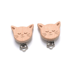 5Pcs/Lot New Arrival Lovely Wooden Pacifier Clip Natural Beech Wood Accessories for Baby Handmade Dummy Clips Pacifier Chain - U