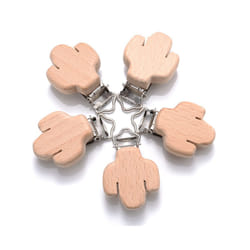 5Pcs/Lot New Arrival Lovely Wooden Pacifier Clip Natural Beech Wood Accessories for Baby Handmade Dummy Clips Pacifier Chain - GG