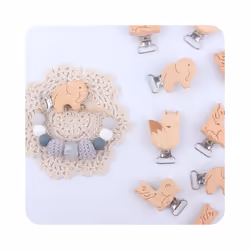 5Pcs/Lot New Arrival Lovely Wooden Pacifier Clip Natural Beech Wood Accessories for Baby Handmade Dummy Clips Pacifier Chain - P