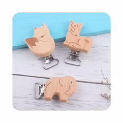 5Pcs/Lot New Arrival Lovely Wooden Pacifier Clip Natural Beech Wood Accessories for Baby Handmade Dummy Clips Pacifier Chain - P