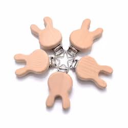 5Pcs/Lot New Arrival Lovely Wooden Pacifier Clip Natural Beech Wood Accessories for Baby Handmade Dummy Clips Pacifier Chain  ...