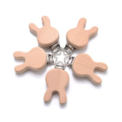 5Pcs/Lot New Arrival Lovely Wooden Pacifier Clip Natural Beech Wood Accessories for Baby Handmade Dummy Clips Pacifier Chain - DD
