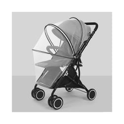 Zipper type fly protection accessories children's crib summer mesh carriage full cover mosquito net baby stroller trolley - Black Edge