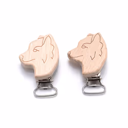 5Pcs/Lot New Arrival Lovely Wooden Pacifier Clip Natural Beech Wood Accessories for Baby Handmade Dummy Clips Pacifier Chain ...