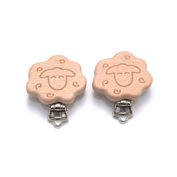 5Pcs/Lot New Arrival Lovely Wooden Pacifier Clip Natural Beech Wood Accessories for Baby Handmade Dummy Clips Pacifier Chain - Y
