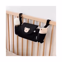 Baby Stroller Bag Pram Organizer Baby Accessories Cup Holder Newborn Trolley Portable Travel Car Bags for Carriages Universal - Black bears