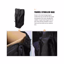 Stroller Bag Travel Gate Check Carrier Airplane Luggage Carrying Storage Cover Suitcase Carseat Carry Pushchair - Black