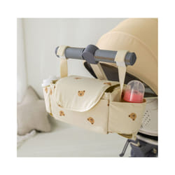 Baby Stroller Bag Pram Organizer Cartoon Bottle Holder Baby Stroller Accessories Hanging Caddy Storage Bag Mommy Bag - beige bears