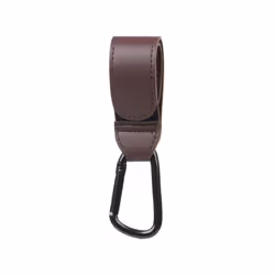 Baby Stroller Hook Soft PU Leather Pram Hooks Baby Car Bag Stroller Organizer Travel Accessories Stroller for Dolls - Coffee