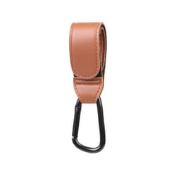 Baby Stroller Hook Soft PU Leather Pram Hooks Baby Car Bag Stroller Organizer Travel Accessories Stroller for Dolls - Brown