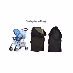Large Capacity Baby Stroller Storage Bag with Hand Strap Waterproof Oxford Cloth Black Dust Cover Organizer for Travel - black