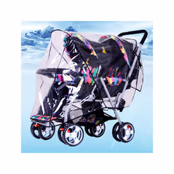 Waterproof Windproof Coverall  Accessories Universal Rain Cover for Baby Twin Stroller Double Front and Rear Seat - Transparent