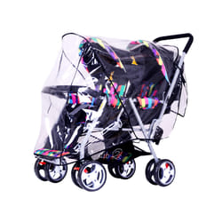 Double Front and Rear Seat Waterproof Windproof Universal Rain Cover for Baby Twin Stroller Coverall  Accessories - Transparent