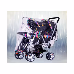 Double Front and Rear Seat Waterproof Windproof Universal Rain Cover for Baby Twin Stroller Coverall  Accessories - Transparent