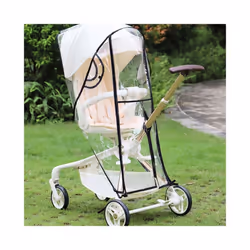 EVA Baby Stroller Accessories Waterproof Rain Cover Transparent Wind Dust Shield Zipper Open For Pushchairs - Black edging