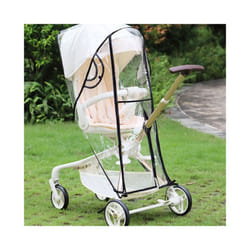 EVA Baby Stroller Accessories Waterproof Rain Cover Transparent Wind Dust Shield Zipper Open For Pushchairs - Black edging