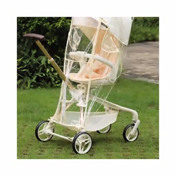 EVA Baby Stroller Accessories Waterproof Rain Cover Transparent Wind Dust Shield Zipper Open For Pushchairs - Black edging