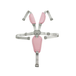Baby Harness For Pushchair Dinner Chair Highchair 5 Points Safety Belt Length Adjust PU Leather Shoulder Crotch PAD Universal - pink
