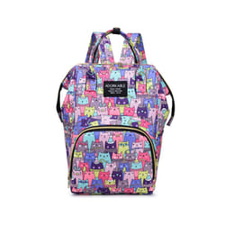 Cartoon Baby Stroller Hanging Bag Baby Diaper Storage Bag Large Capacity Baby Bottle Thermos Fashion Mommy Backpack Portable - Purple Cat