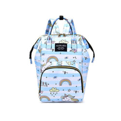 Cartoon Baby Stroller Hanging Bag Baby Diaper Storage Bag Large Capacity Baby Bottle Thermos Fashion Mommy Backpack Portable - Blue Unicorn
