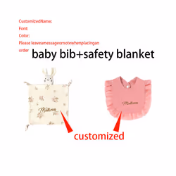 2Pcs/Set Personalized Baby Name Muslin For Baby Accessories Newborn Blankets And Cloths Burp Cloth Custom Baby Bib Girl - No customized, 2pieceC
