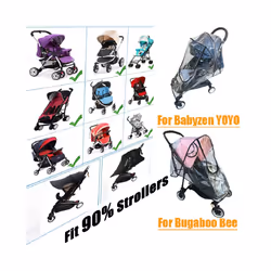 MomTan  Universal Stroller  EVA Raincoat Rain Cover Weather protection For 98% strollers , Waterprood zipprer windows - Black edge raicoat