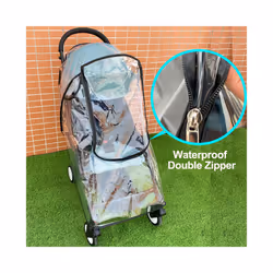 MomTan  Universal Stroller  EVA Raincoat Rain Cover Weather protection For 98% strollers , Waterprood zipprer windows - Black edge raicoat