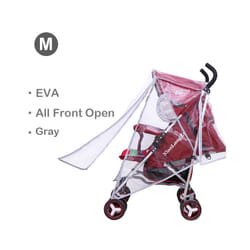 EVA Baby Stroller Accessories Waterproof Rain Cover Transparent Wind Dust Shield Zipper Open For Pushchairs Raincoat - EVA All Open Gray M