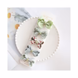 5Pcs/Lot Children's Headwear Baby Hair Accessories Clip Bows For Girls All Cloth Hairpin - Turquoise