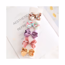 5Pcs/Lot Children's Headwear  Baby Hair Accessories  Clip Bows For Girls All Cloth Hairpin - Orange