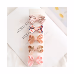 5Pcs/Lot Children's Headwear  Baby Hair Accessories  Clip Bows For Girls All Cloth Hairpin - MULTI