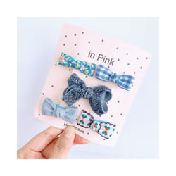 5Pcs/Lot Children's Headwear  Baby Hair Accessories  Clip Bows For Girls All Cloth Hairpin - black